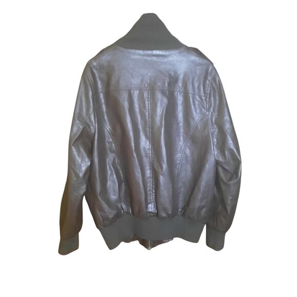 Therapy Womens Brown Faux Leather Bomber Jacket Ribbed Detail Size 3X - Picture 2 of 6